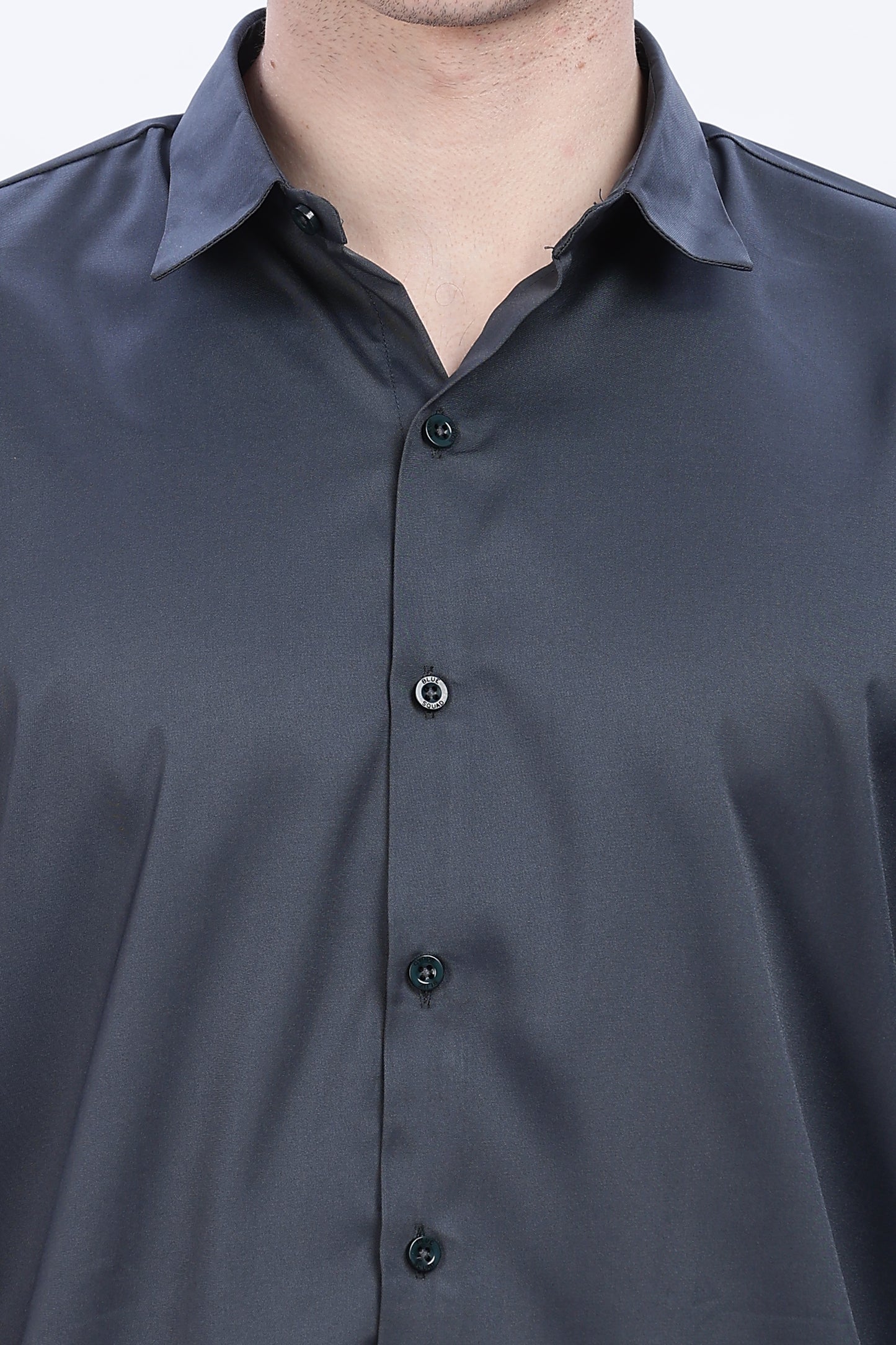 Graphite Luxe-Satin Long-Sleeve Shirt