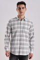 Men’s Plaid Long-Sleeve Shirt – White/Grey & Forest Check