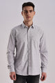 Men’s Gingham Check Long-Sleeve Shirt – Grey & White