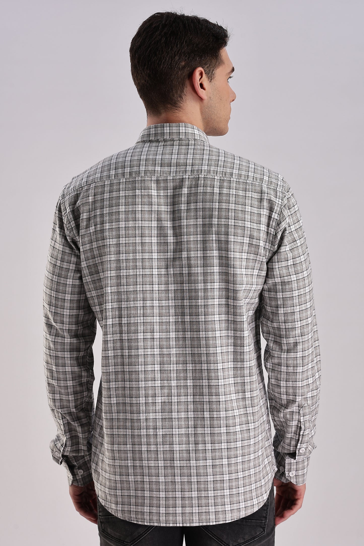 Men’s Plaid Long-Sleeve Shirt – Grey/Charcoal