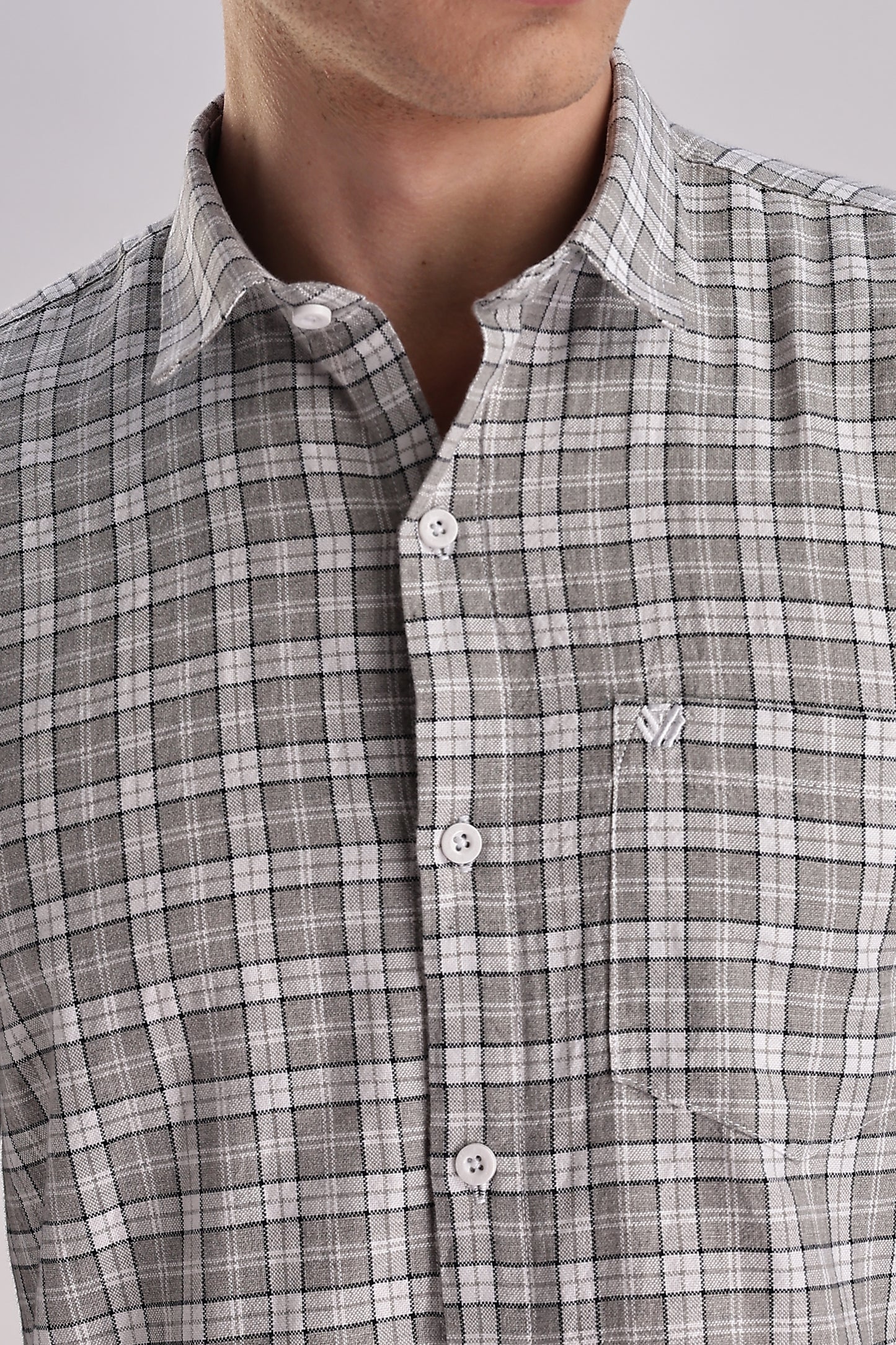 Men’s Plaid Long-Sleeve Shirt – Grey/Charcoal