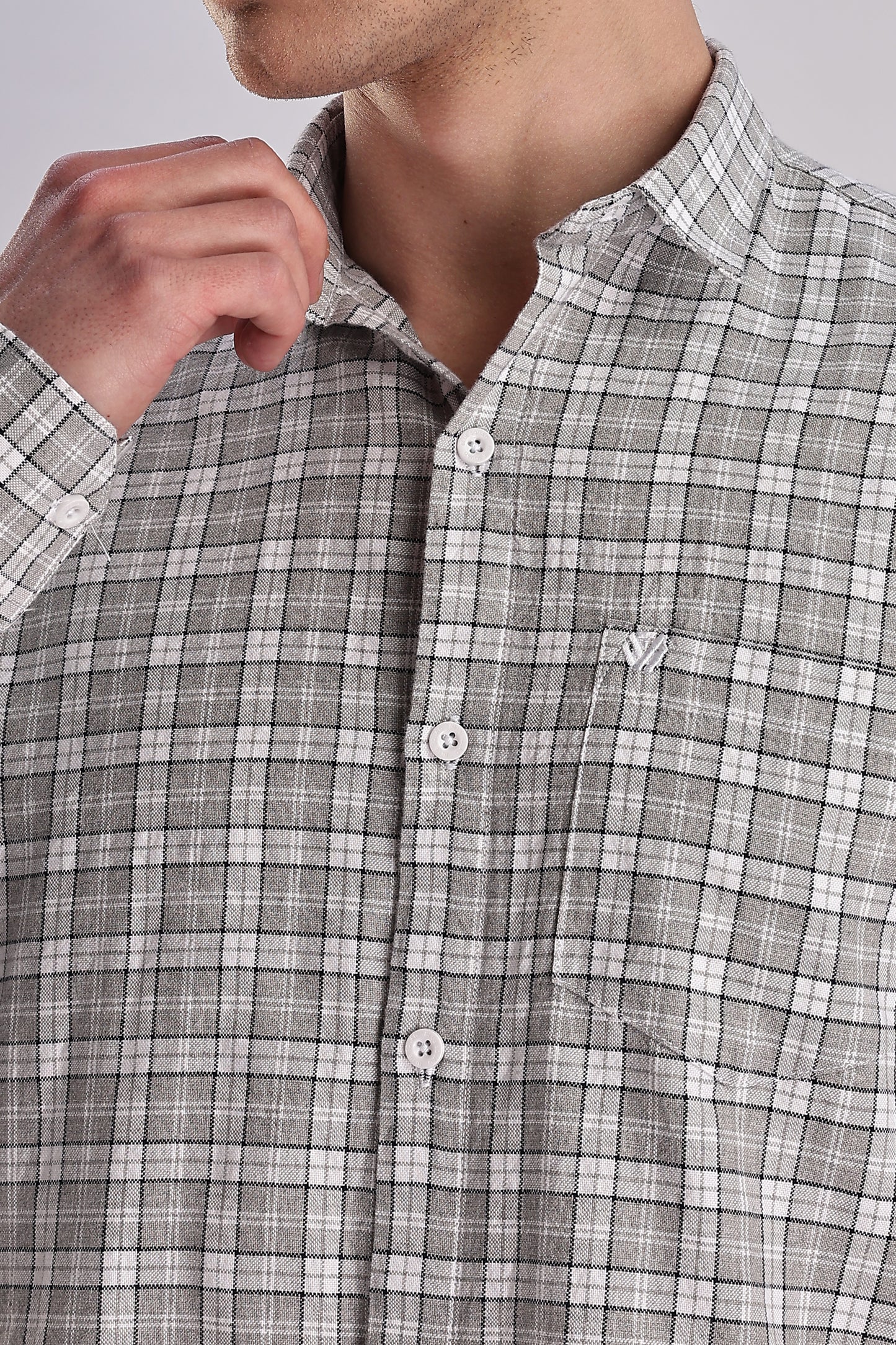 Men’s Plaid Long-Sleeve Shirt – Grey/Charcoal