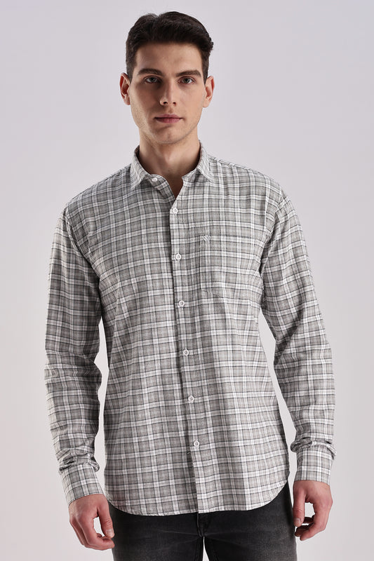 Men’s Plaid Long-Sleeve Shirt – Grey/Charcoal
