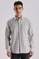 Men’s Micro-Check Long-Sleeve Shirt – White/Grey