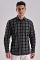 Men’s Classic Plaid Long-Sleeve Shirt – Black & White