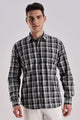 Men’s Classic Plaid Long-Sleeve Shirt – Black & White