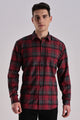 Men’s Brushed Plaid Long-Sleeve Shirt – Red & Charcoal