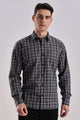 Men’s Classic Plaid Long-Sleeve Shirt – Charcoal & White