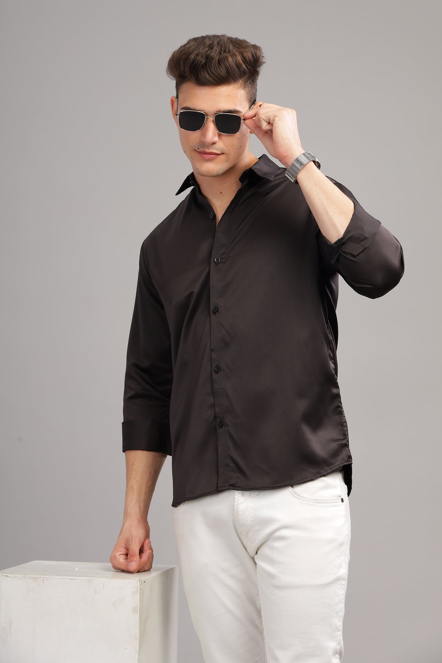 Black Luxe-Satin Shirt