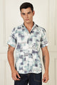 Men’s Typography Collage Print Short-Sleeve Shirt – Seafoam/Slate