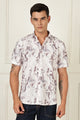 Men’s Subtle Abstract Print Short-Sleeve Shirt – White/Mauve