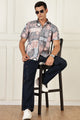 Men’s Patchwork Mosaic Print Short-Sleeve Shirt – Blush & Slate