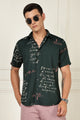 Men’s Handwritten Script Print Short-Sleeve Shirt – Forest Green