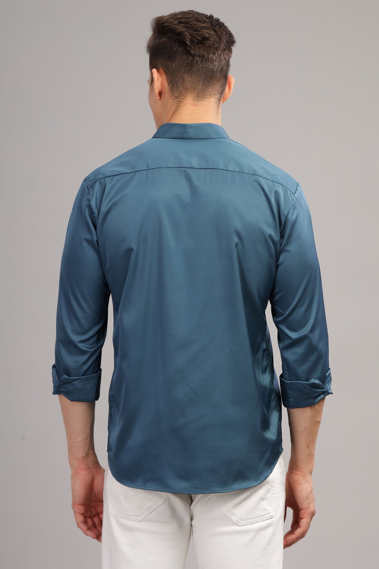 Greenish Blue Luxe-Satin Shirt