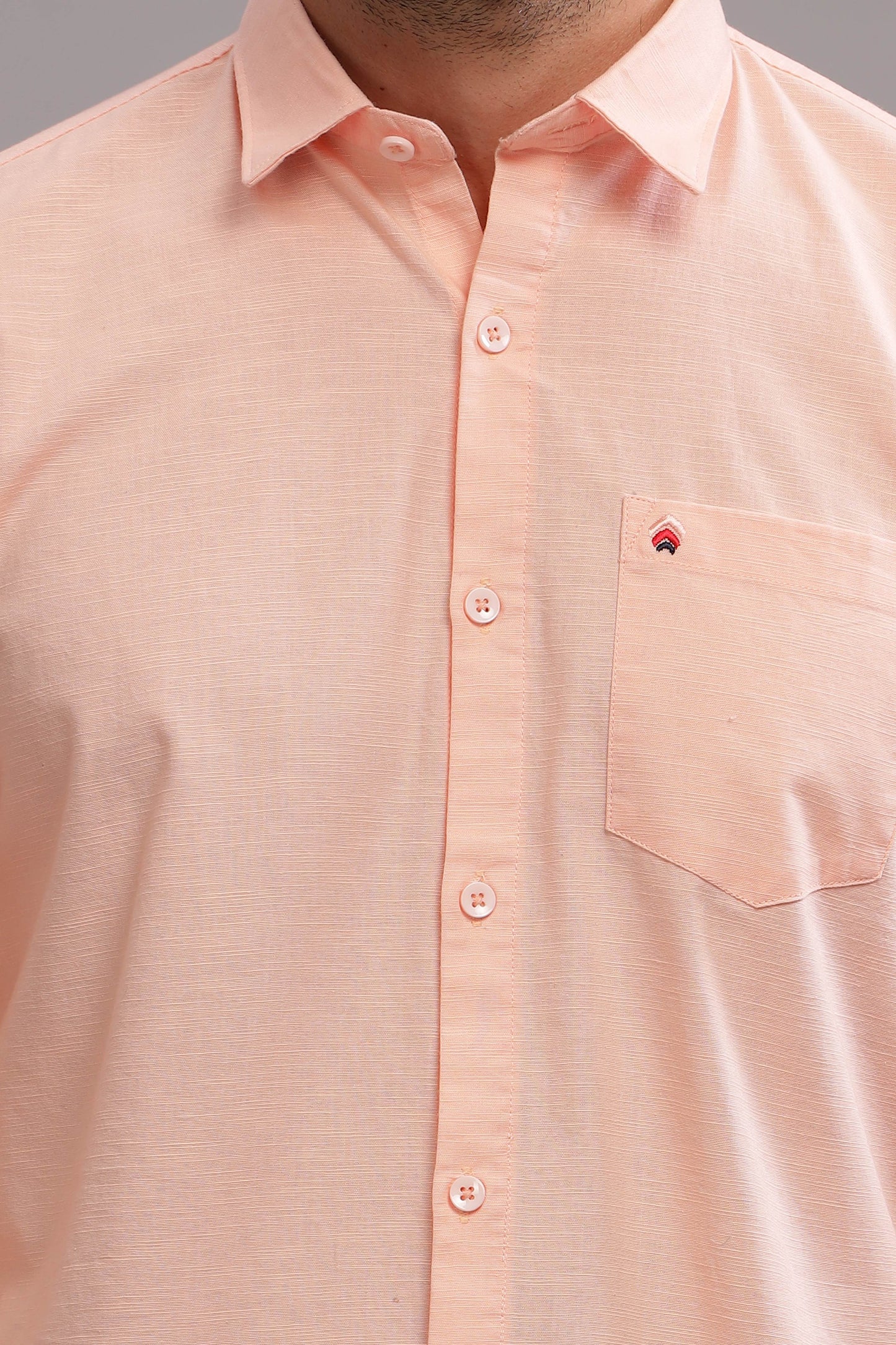 Men’s Peach Linen Full Sleeves Casual Shirt