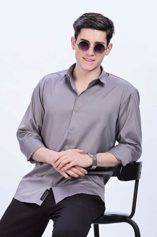 Coin Grey Luxe-Satin Shirt