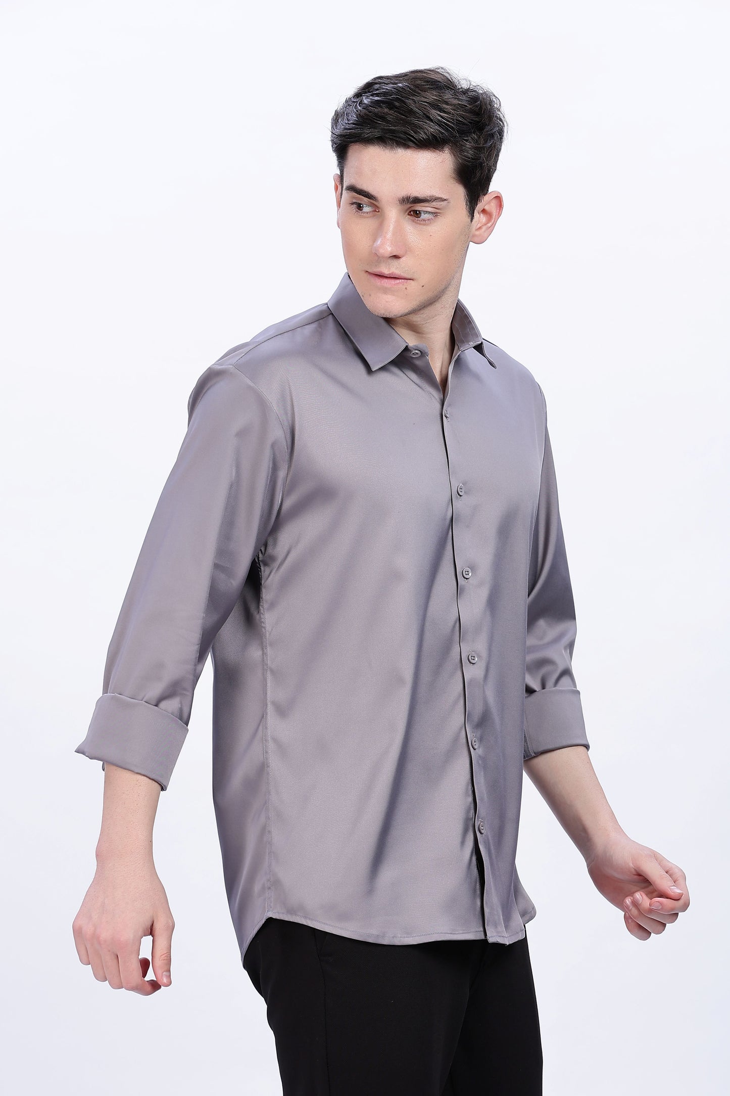 Coin Grey Luxe-Satin Shirt