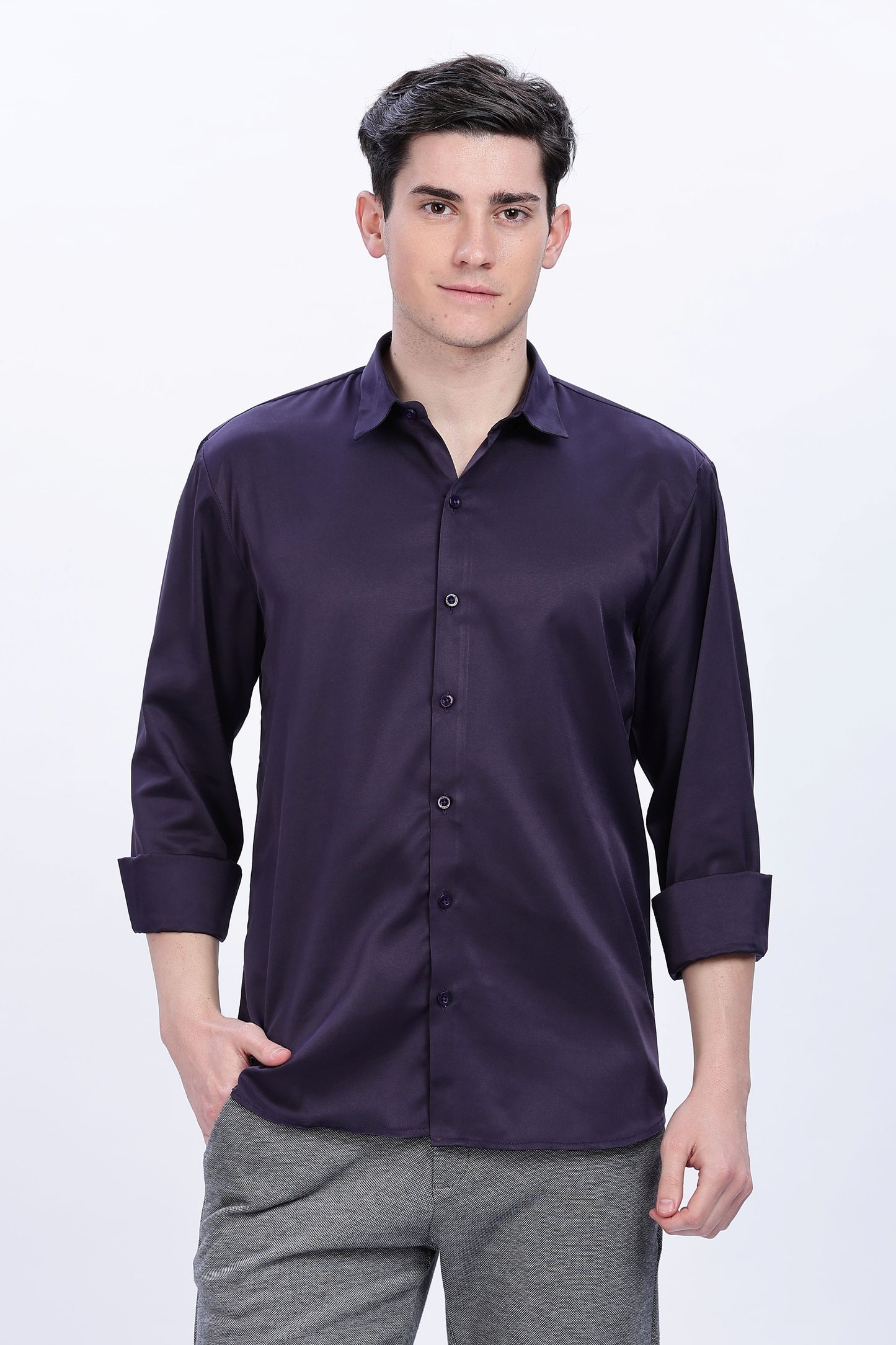 Hallmark Purple Luxe-Satin Shirt