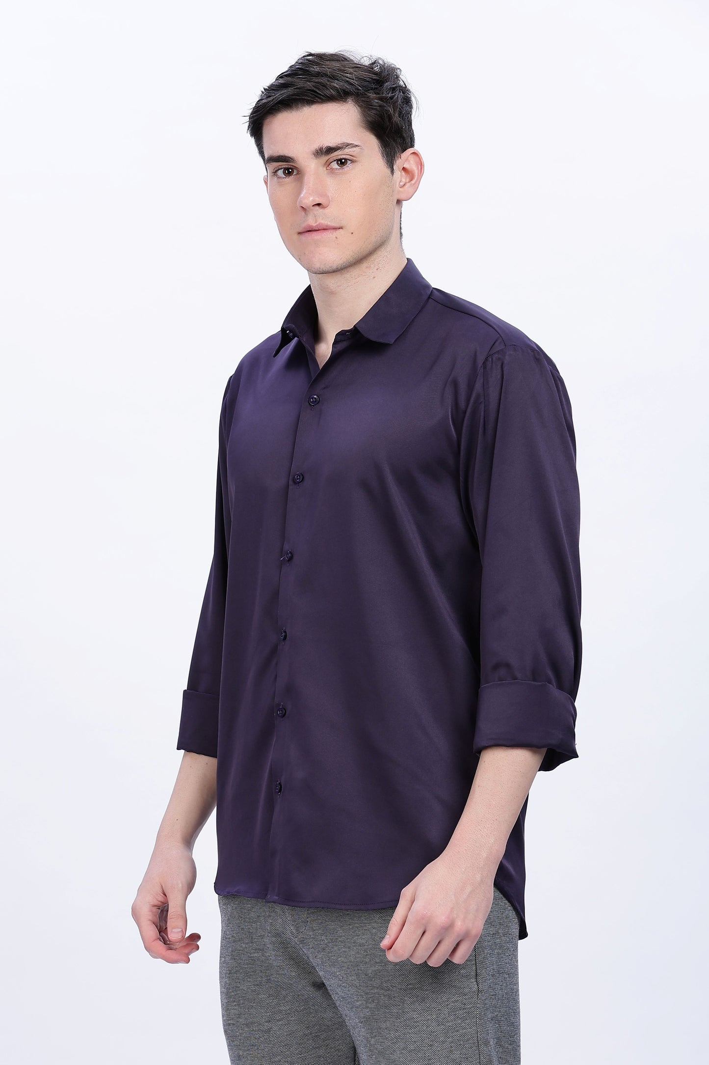 Hallmark Purple Luxe-Satin Shirt