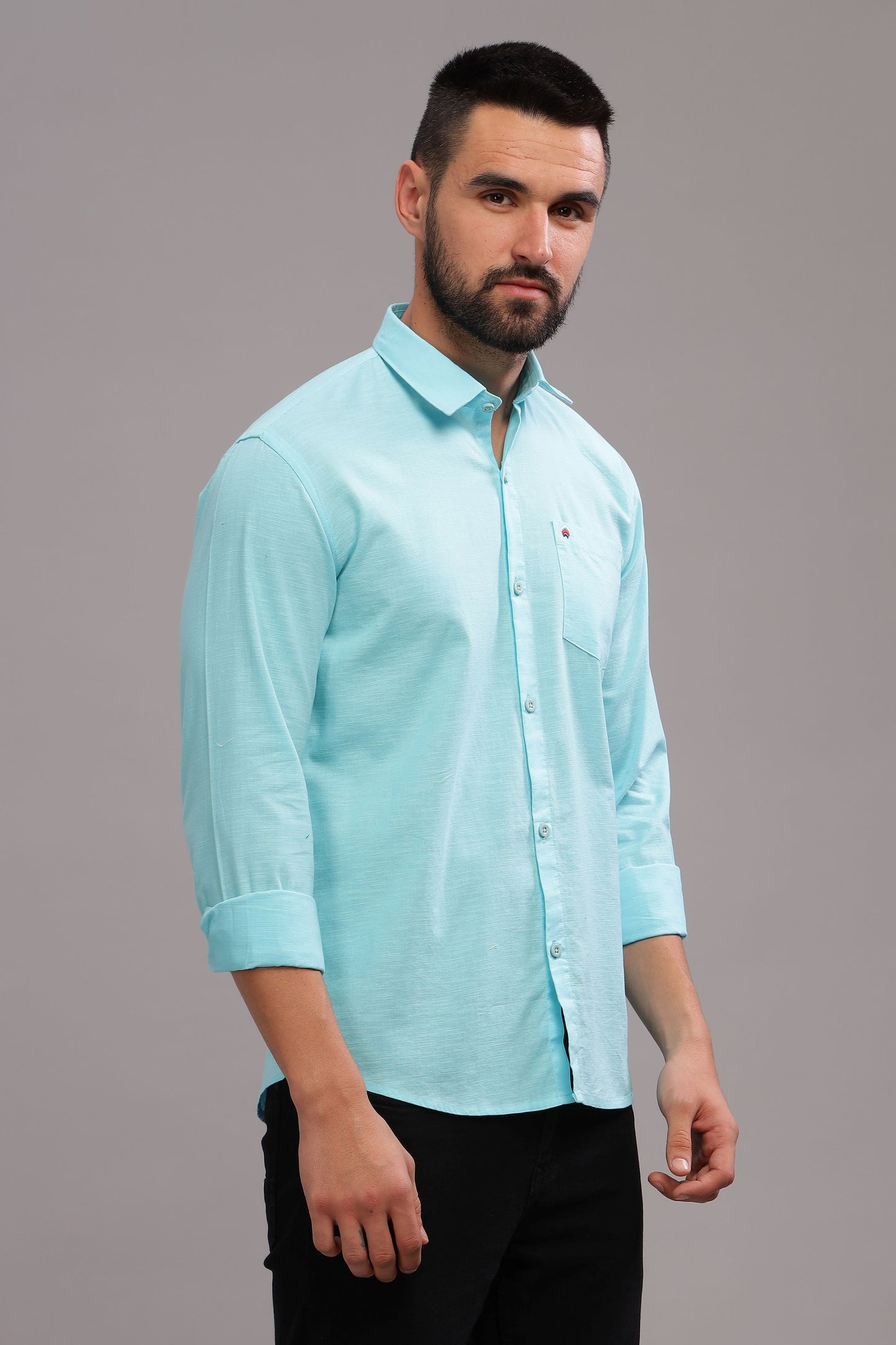 Men’s Sea Green Linen Full Sleeves Casual Shirt