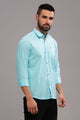 Men’s Sea Green Linen Full Sleeves Casual Shirt