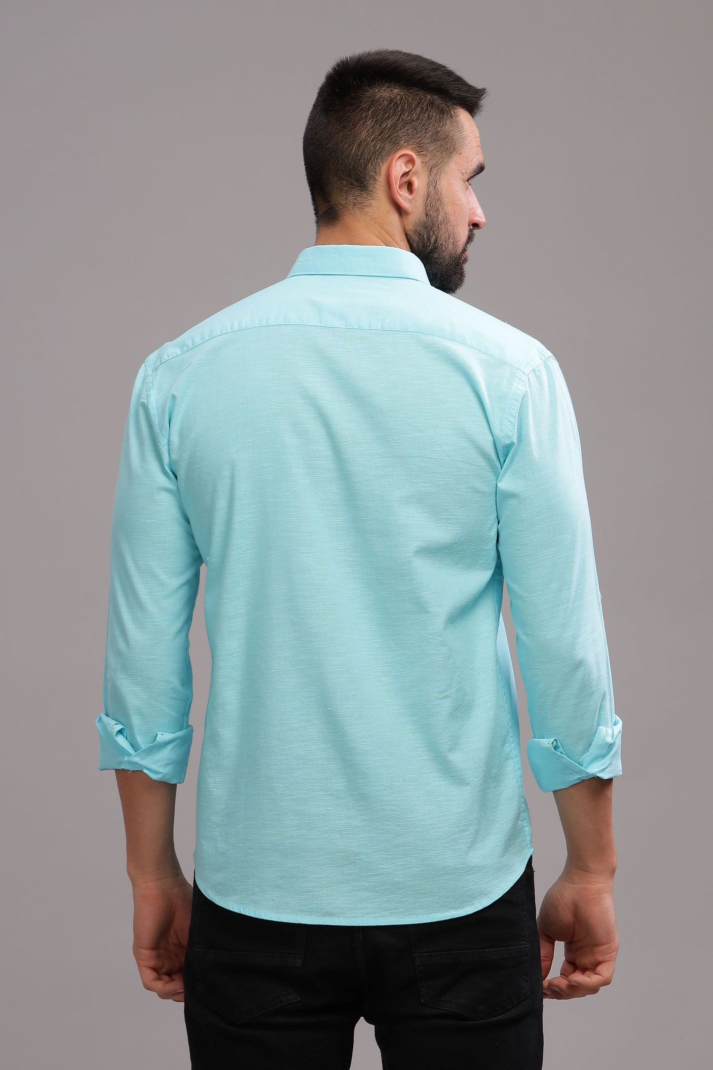 Men’s Sea Green Linen Full Sleeves Casual Shirt